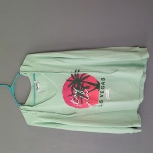 Rio las Vegas super soft v-neck hoodie seafoam green palm large L